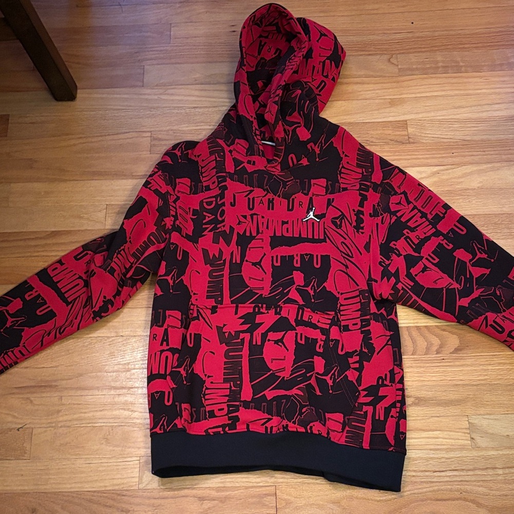 Nike Jordan Red and Black Graphic Sweater- small